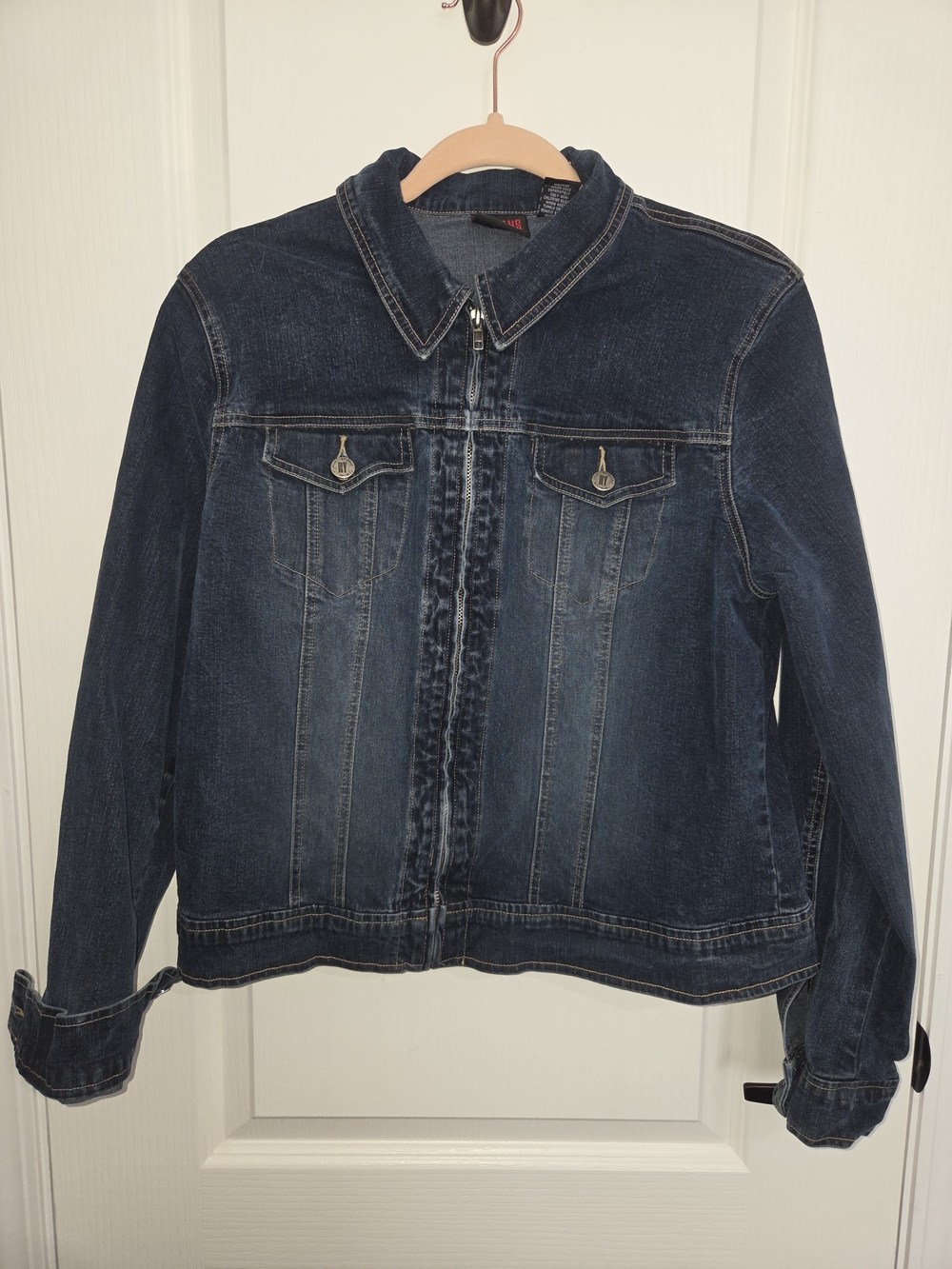 Women’s NY JEANS Dark Blue Denim Jacket - Classic Zip Front